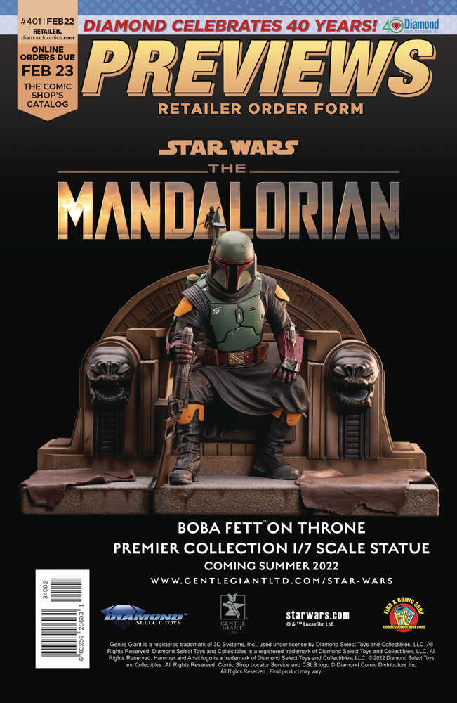 Previews #401 Feb 2022 Retailer Order Form Extras