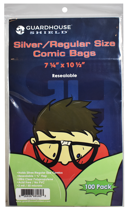 Silver/Regular Size Comic Bags Resealable