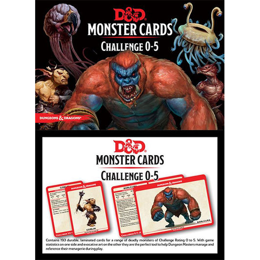 D&D 5th Edition: Monster Cards- Challenge 0-5 Deck.